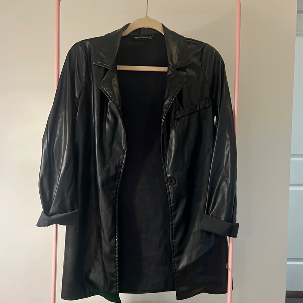 PrettyLittleThing Black Leather Biker Jacket